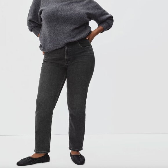 EVERLANE The Curvy Cheeky Straight Jean Size 24 Ankle Length Washed Black - Picture 2 of 8